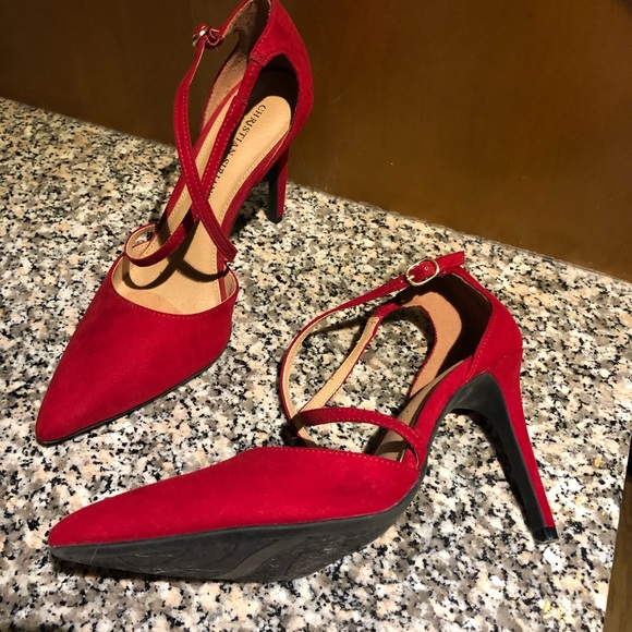 Red Suede High Heels - Picture 2 of 5